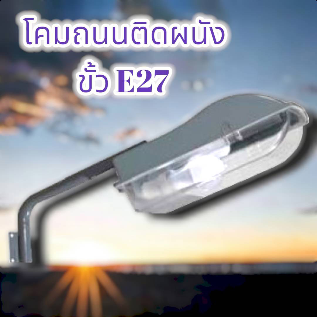 โคมไฟผนังขั้ว E27 พร้อมกิ่งเหล็กยึดผนังมาตรฐาน