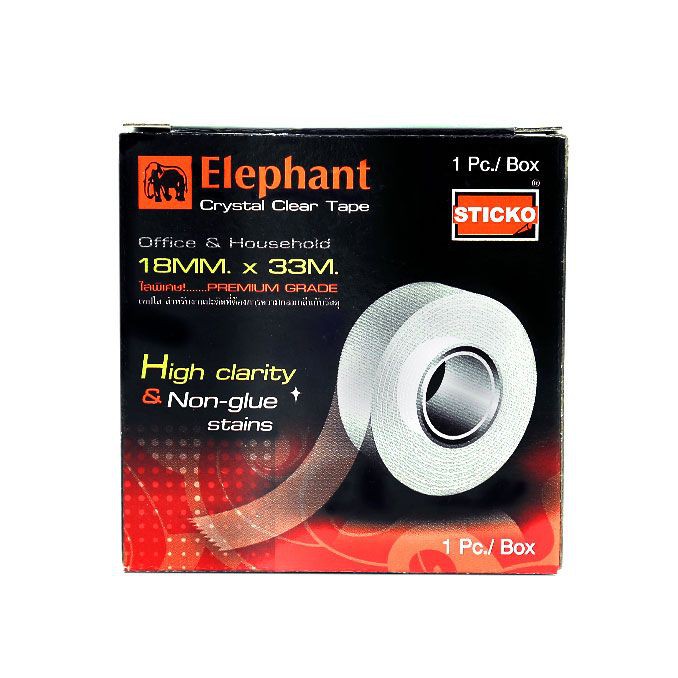 เทปใส ชนิดใสพิเศษ Crystal Clear Tape Premium Grade ตราช้าง