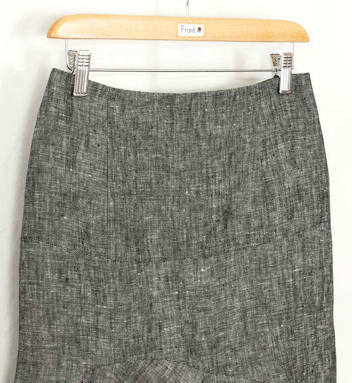 SK-221 กระโปรงแฟชั่น&ทำงาน ทรงย้วย ผ้าลินินญี่ปุ่นเชมเบ้ โทนดำ