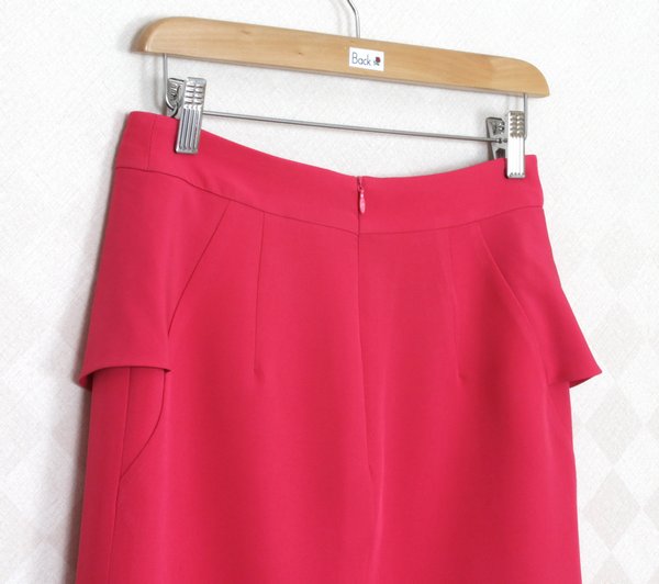 SK-276 กระโปรงแฟชั่น&ทำงาน ทรงสอบ ผ้าไหมอิตาลีสีชมพูบานเย็น หน้ากระโปรงจับจีบระบาย