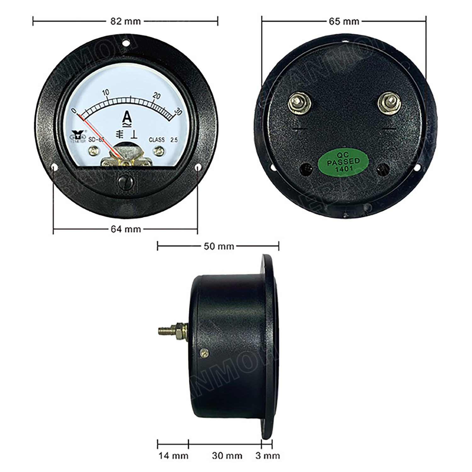 [ 1 ชิ้น ] DH65 Analog Panel Meter 65x65mm พาแนลมิเตอร์ Panel Volt Meter Amp Meter หน้าจอวัดค่าไฟฟ้า แบบกลม 65มิล มิเตอร์แบบเข็ม อนาล็อคพาแนล DH-65 มิเตอร์เข็ม มิเตอร์โวลต์ แอมป์ AC DC มิเตอร์เข็ม มิเตอร์อนาล็อก