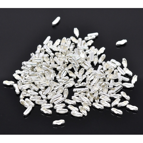 ข้อต่อ/ตัวล็อค โซ่ไข่ปลา วัสดุอัลลอยด์ สีเงิน ขนาด 8x3 มม. (สำหรับเม็ดโซ่ไข่ปลาขนาด 2-2.4 มม.) จำนวน 500 ชิ้น