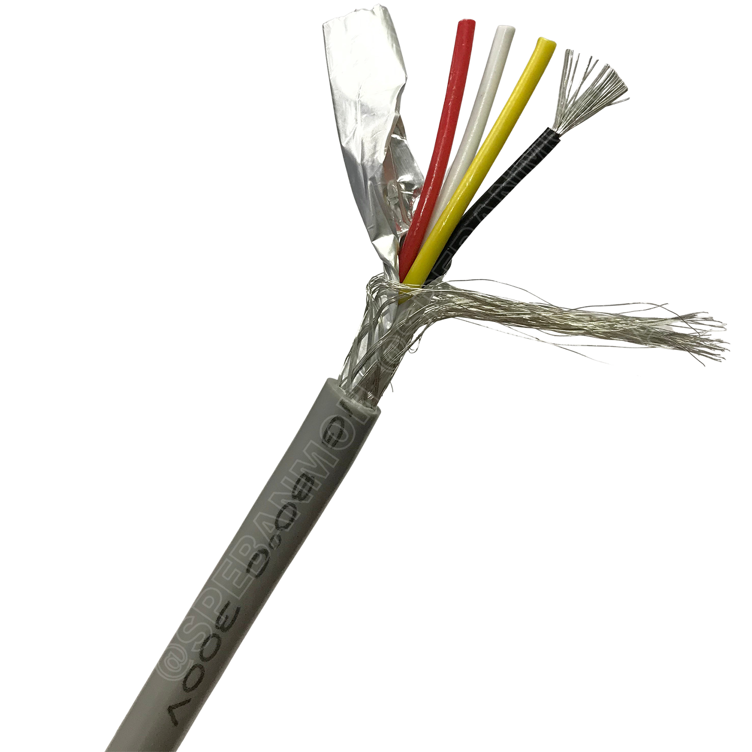 [ 1 เมตร ] MD-2464-BS-18AWG-04C ชีลรอบ สีเทา Grey สายมัลติคอร์ 4 คอร์ ขนาด 18AWG 4Cx18AWG UL2464 300V 80°C AWG18 เบอร์ 18 สายชีลรอบ Braid Shielded Multicore Cable 8C Computer Cable TCU Tinned Stranded Copper AWM 2464 18AWG VW-1 80°C 300V E150612