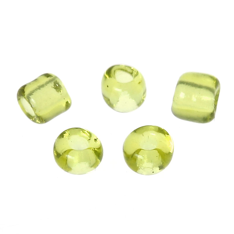 Seed beads ลูกปัดแก้วเม็ดเล็ก 10/0 ขนาด 2x2mm สีเขียวอ่อนหนัก 450 กรัม (ประมาณ 30000 เม็ด)