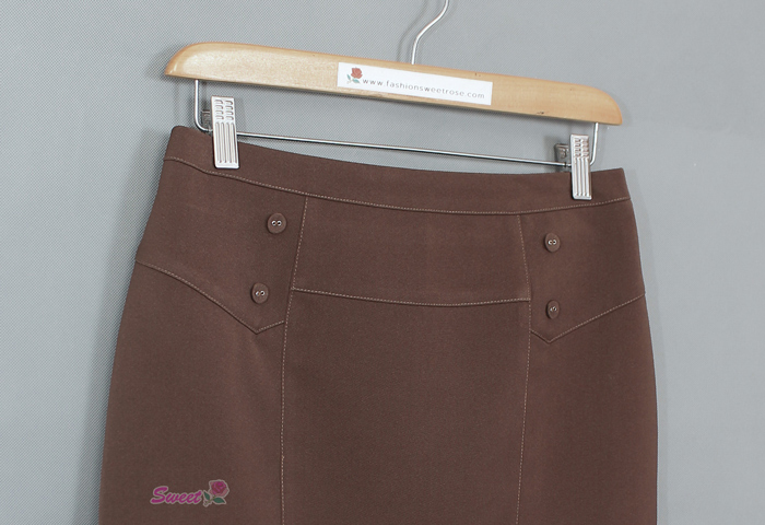 SK-500 กระโปรงทรงสอบ ผ้า Micro สีน้ำตาล