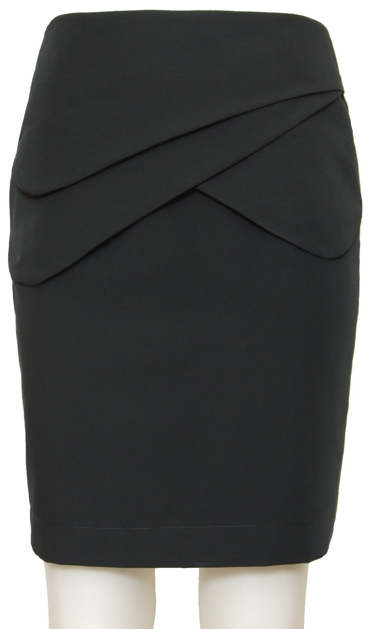 SK-083 กระโปรงทรงสอบ ผ้าคอตต้อนญี่ปุ่นผสมสเปนเดกสีดำ กระโปรงเย็บพับสลับซ้อนกัน 3 ชิ้น