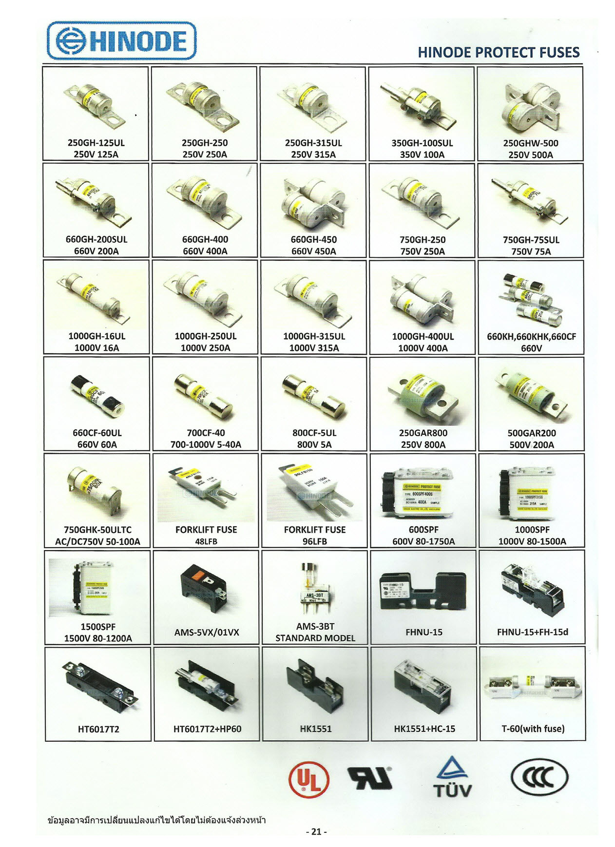 HINODE Fast Acting Fuse and Semiconductor CATALOG