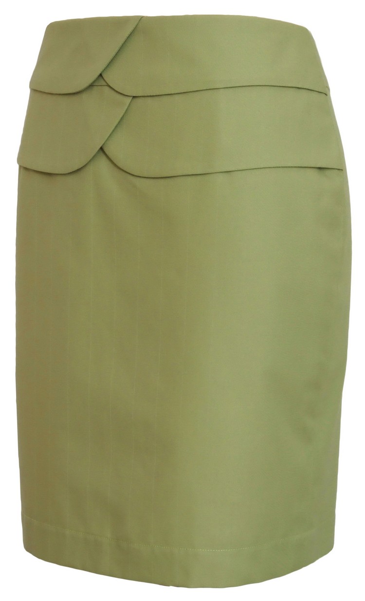 SK-096 กระโปรงแฟชั่น&ทำงาน ทรงสอบ ผ้าคอตต้อนญี่ปุ่นผสมสเปนเดคสีเขียว
