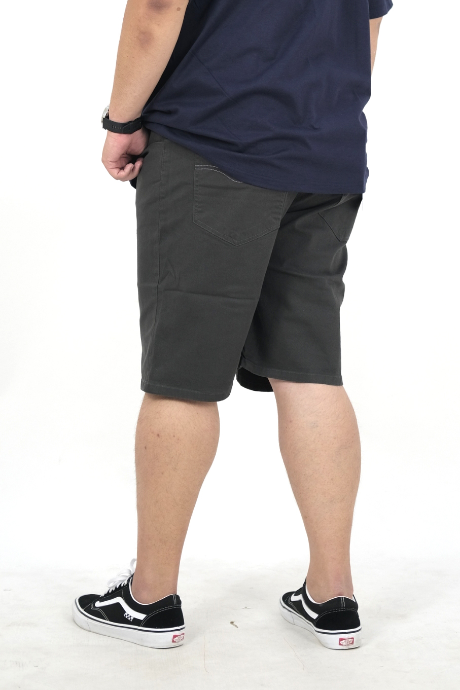 กางเกงผ้า ขาสั้นผ้ายืด3ส่วนใส่สบาย ซิบ เอว 40-58" #997/5 สีเทาเข้ม