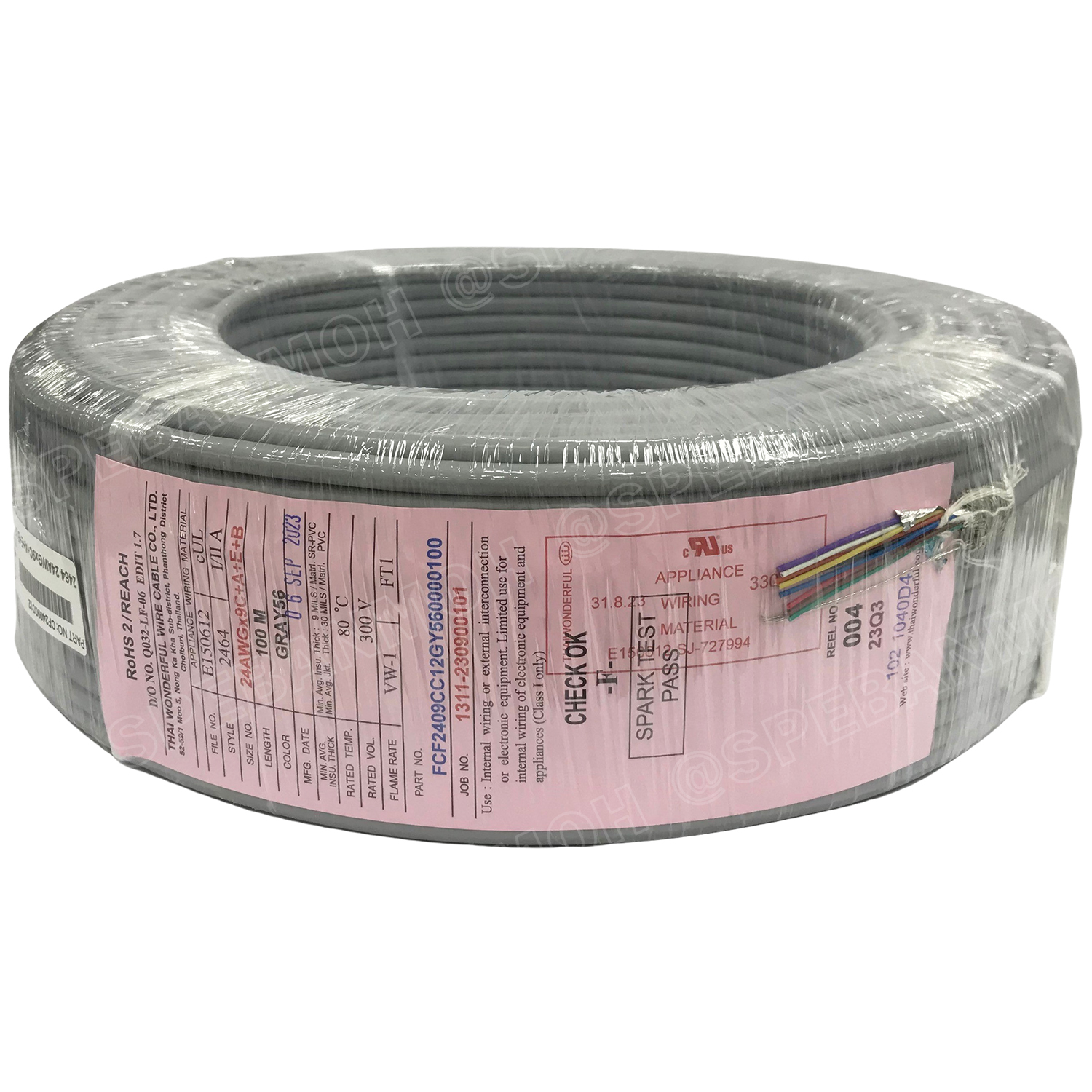 [ 1 เมตร ] TW-2464-BS-24AWG-09C สีเทา Grey สายมัลติคอร์ 9 คอร์ ขนาด 24AWG 9C x 24AWG UL2464 300V 80°C AWG24 เบอร์ 24 สายชีลรอบ Braid Shielded Multicore Cable 9C Computer Cable TCU Tinned Stranded Copper AWM 2464 24AWG VW-1 80°C 300V E150612 Thai Wonderful