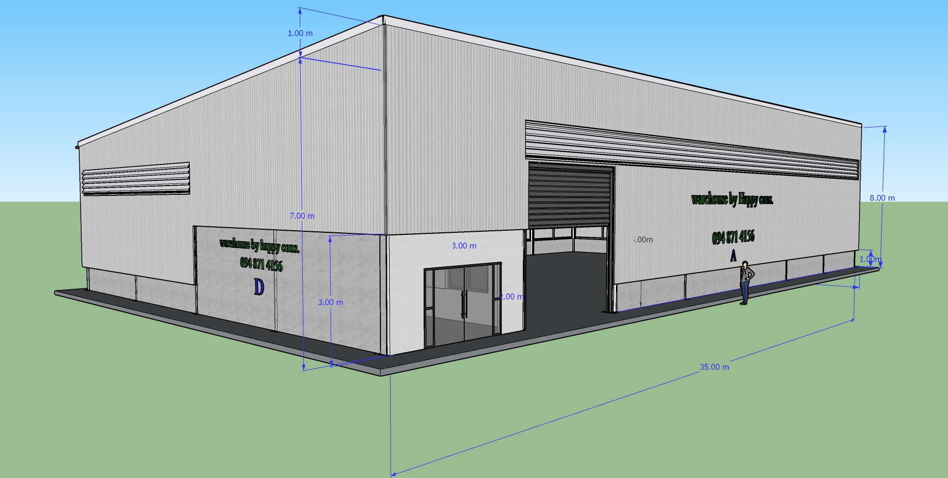 แบบโกดังสำเร็จรูปแจกฟรีแบบ3D