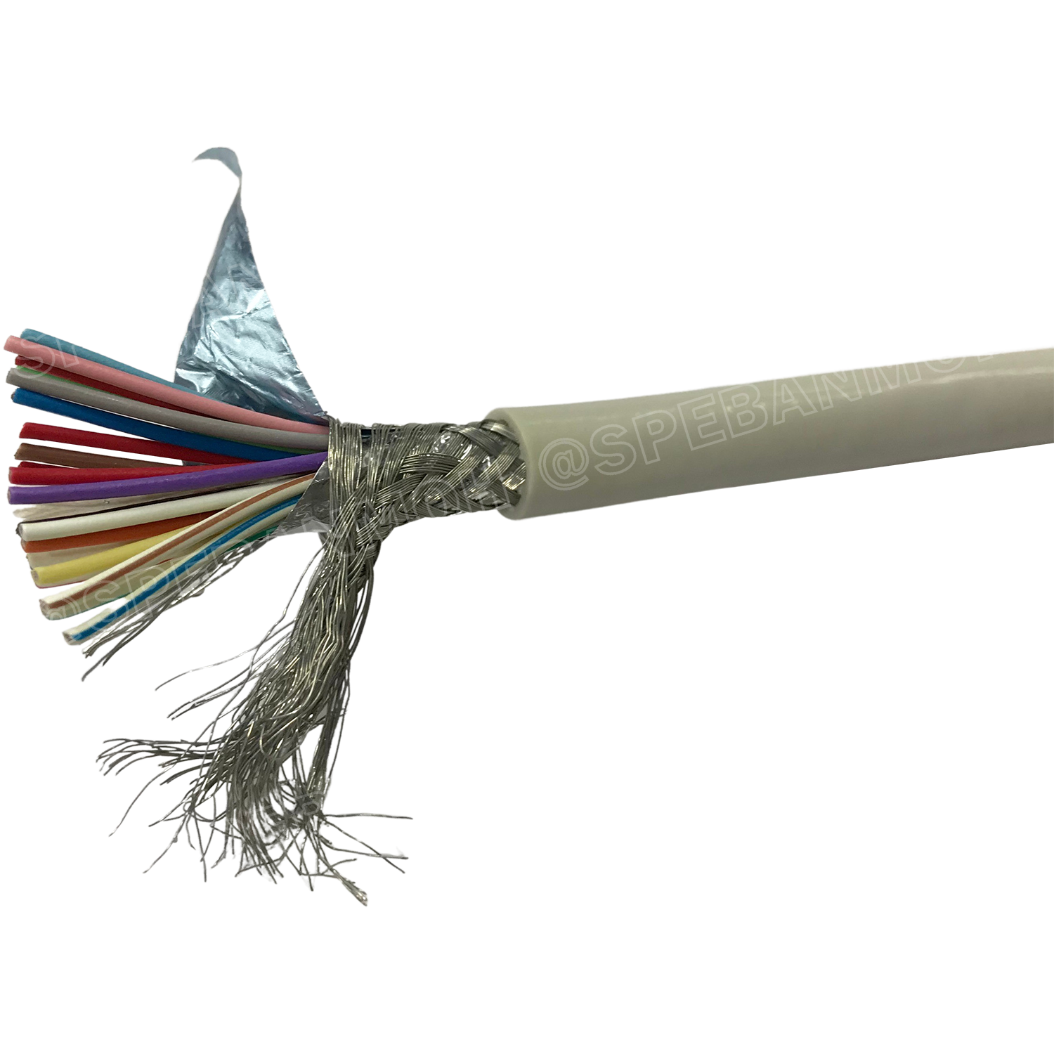 [ 1 เมตร ] TW-2464-BS-24AWG-20C เทา Grey สายมัลติคอร์ 20 คอร์ ขนาด 24AWG 20C x 24AWG UL2464 300V 80°C AWG24 เบอร์ 24 สายชีลรอบ Braid Shielded Multicore Cable 20C Computer Cable TCU Tinned Stranded Copper AWM 2464 20AWG VW-1 80°C 300V E150612 Thai Wonderfu