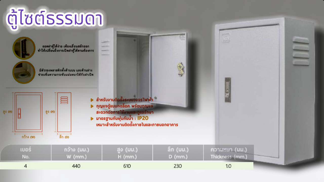 เบอร์4 ตู้ไซด์ธรรมดา440x610mm.ความหนา1.0