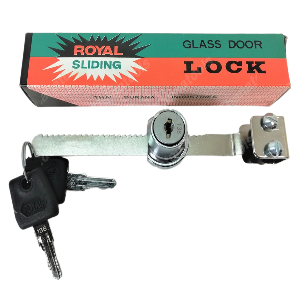 กุญแจล็อคกระจก พร้อมลูกกุญแจ 2 ดอก Glass Door Lock Royal No.505