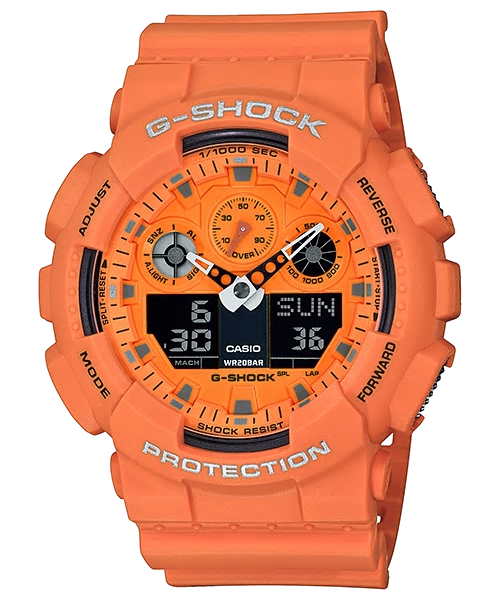 CASIO G-SHOCK รุ่น GA-100RS-4ADR สีส้ม สินค้าใหม่ ของแท้ รับประกันศูนย์ CMG