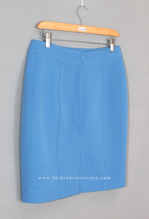 SK-447 กระโปรงแฟชั่น&ทำงาน ทรงสอบ ผ้าไหมอิตาลีสีฟ้า