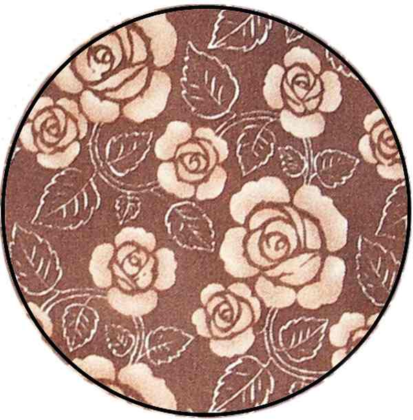 SK-064 กระโปรงทรงสอบ ผ้าคอตต้อนพิมพ์ลายกุหลาบน้ำตาล แต่งขอบเอวด้านหน้า