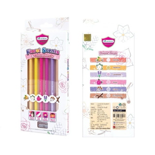 ดินสอสีมาสเตอร์อาร์ต ดินสอสีมีกลิ่น มี 6 สี Masterart Premium Grade มี 2 กลิ่น ดอกไม้/ผลไม้