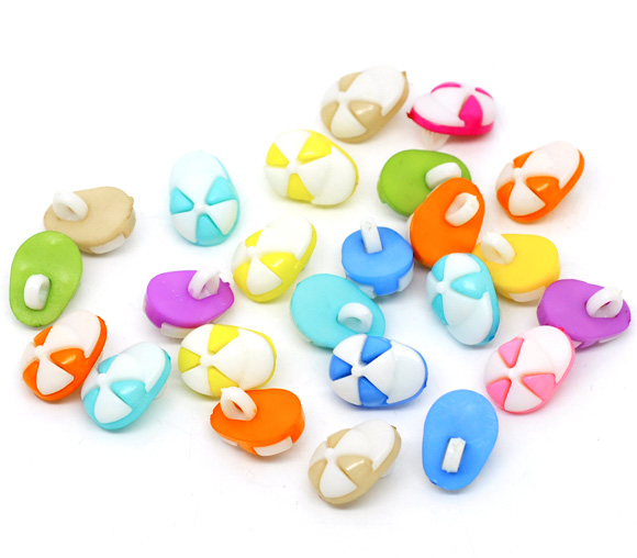 กระดุมอะครีลิครูปหมวกแก๊ป 15x11mm. 50 เม็ด คละสี