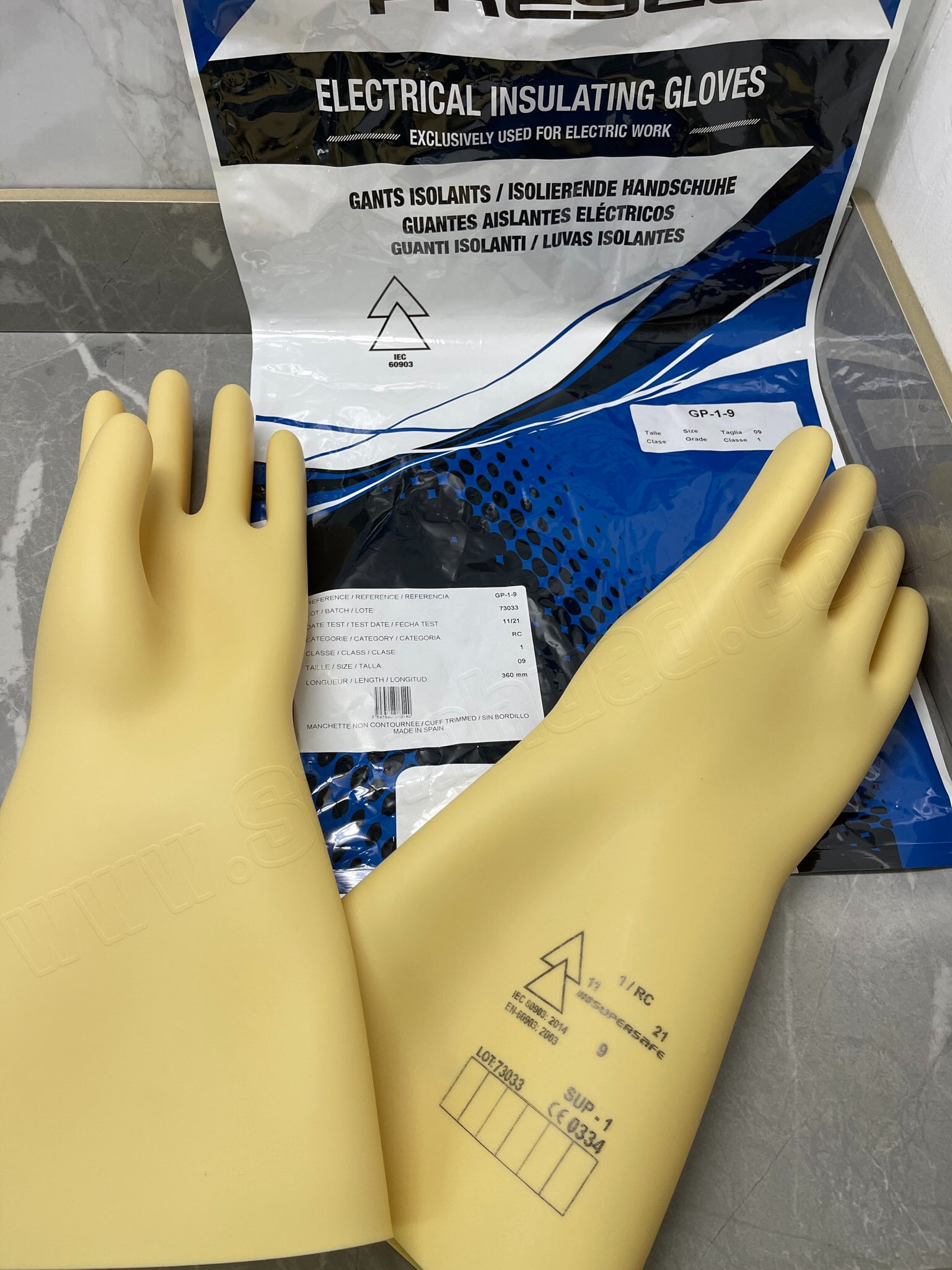 ถุงมือยางป้องกันกระแสไฟฟ้าแรงสูง DIELECTRIC GLOVES (PRESEL) GP series