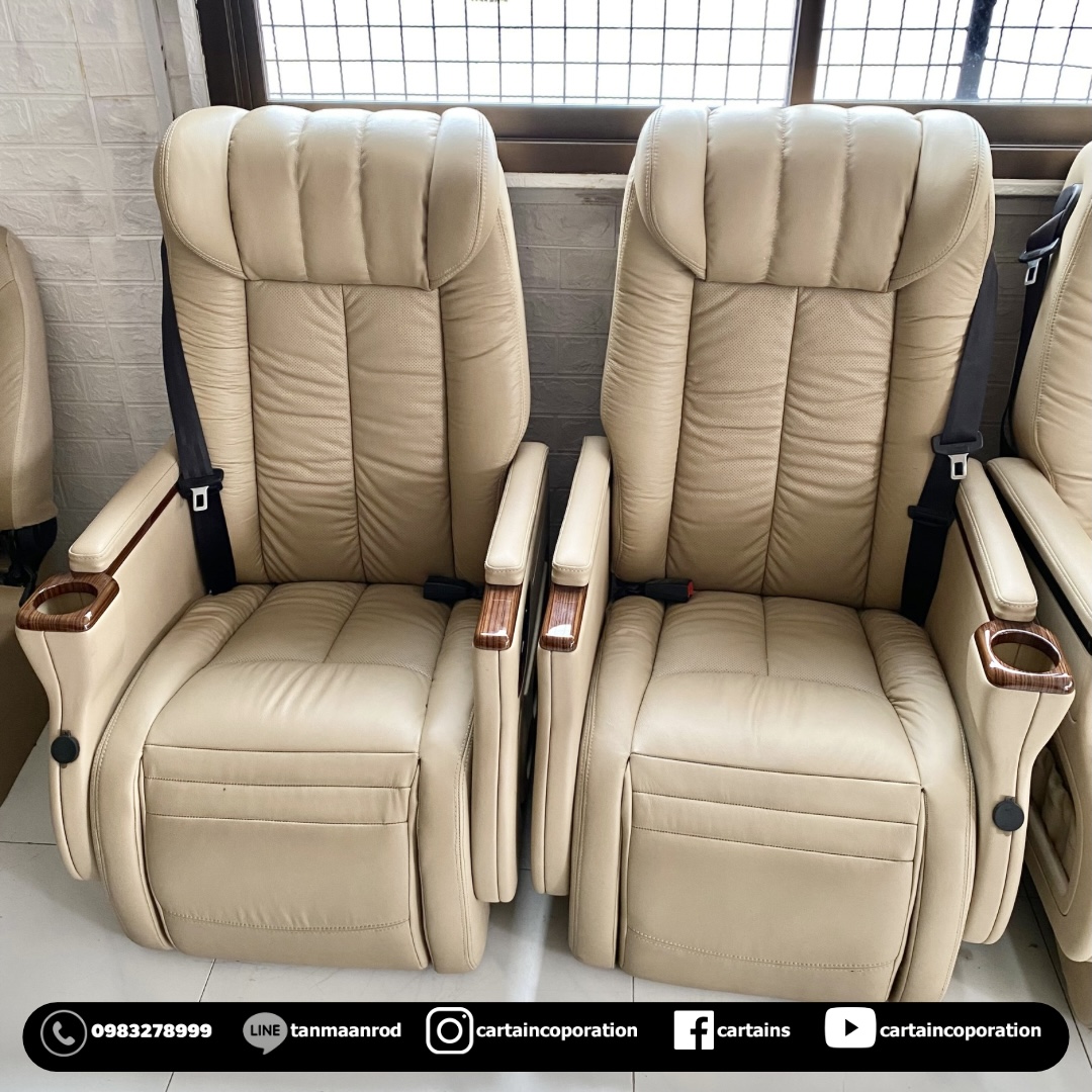 เบาะ VIP งานผลิตในไทย รับประกันความนุ่ม กว้าง นั่งสบาย ระบบไฟฟ้า 4 ทิศทาง เอนหลังรองน่อง ทรงโซฟา ลายไม้แท้