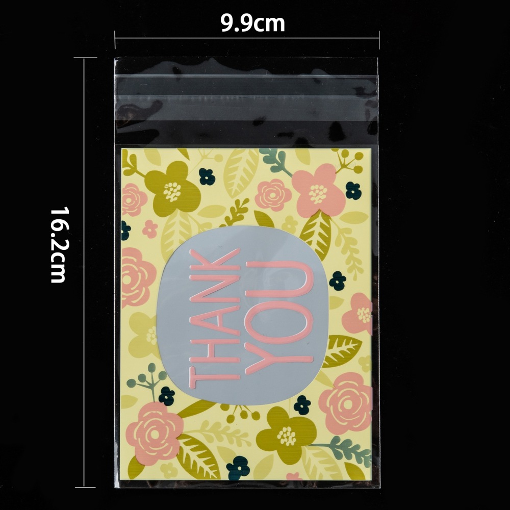 ถุงพลาสติกใสฝากาวลาย colorful สีขาว สำหรับใส่ขนม/คุกกี้/ลูกอมฯลฯ ขนาด 10x16cm (ส่วนใช้งาน 10x13cm) แพ็ค 95-100 ใบ