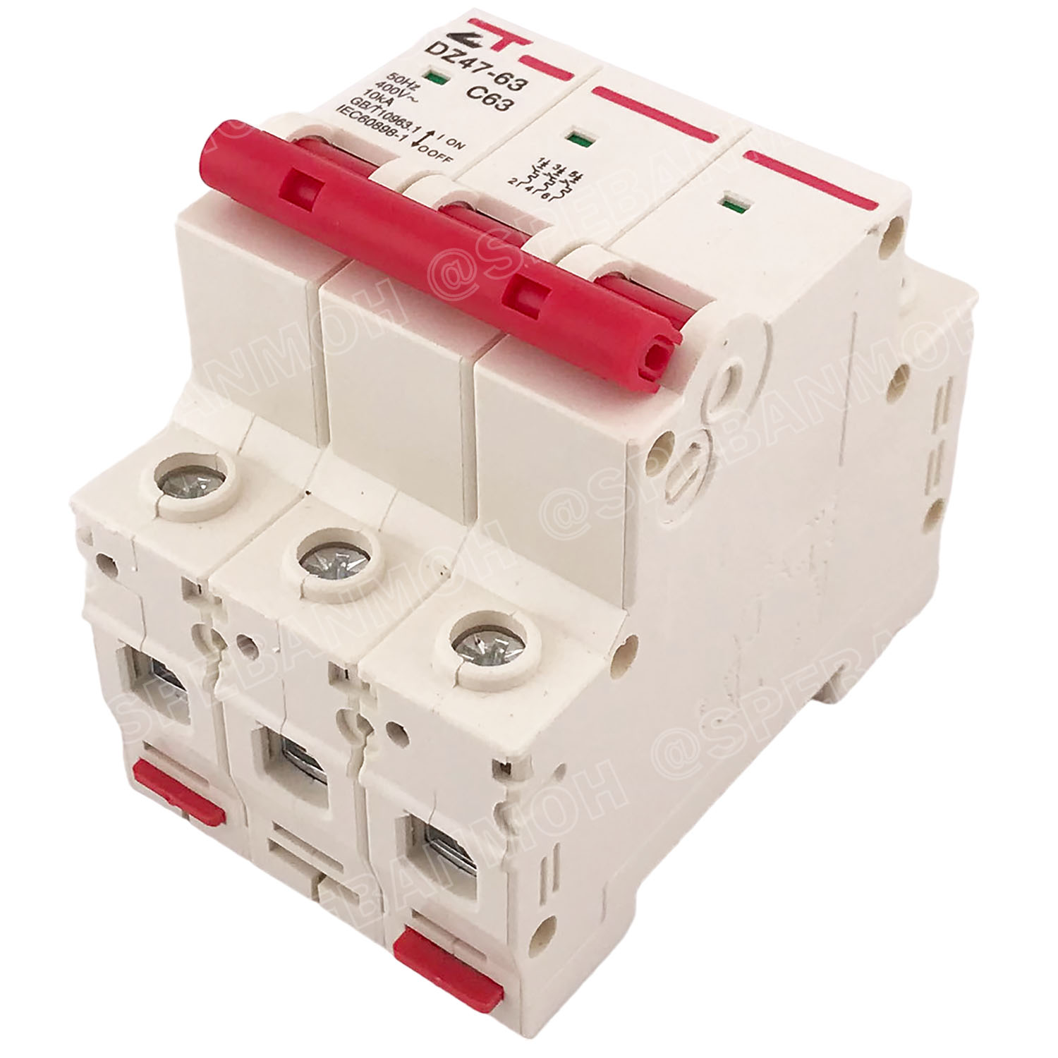 DZ47-63-3P 63A เบรกเกอร์เมน ยึดรางปีกนก 3P 63A AC Circuit Breaker เบรกเกอร์ตัดไฟเกิน 3โพล 63แอมป์ คัดเอาท์ ป้องกันกระแสเกิน Overload ป้องกันการลัดวงจร Short circuit เบรกเกอร์ตัดไฟ เบรกเกอร์ลูกย่อย Ac Circuit Breaker ไฟบ้าน 230V/400V AC มินิเซอกิตเบรก