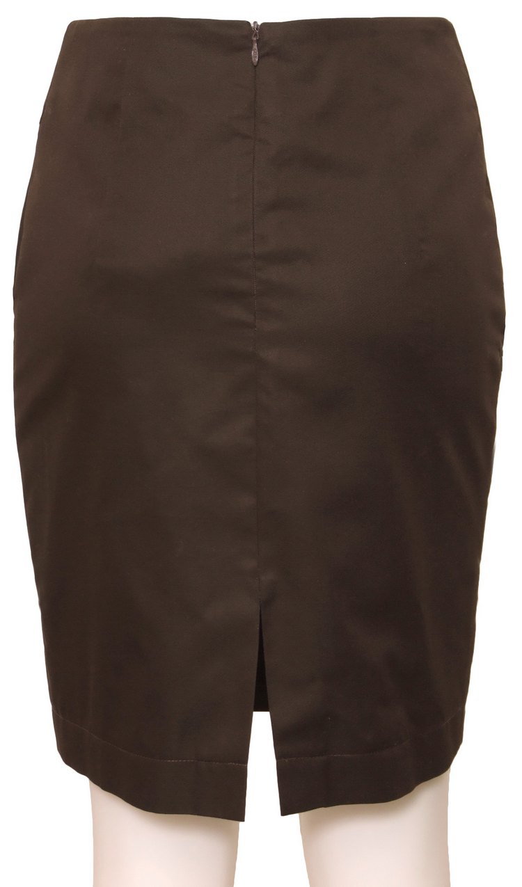 SK-082 กระโปรงทรงสอบ ผ้าคอตต้อนญี่ปุ่นผสมสเปนเดกสีน้ำตาลเข้ม กระโปรงเย็บพับสลับซ้อนกัน 3 ชิ้น