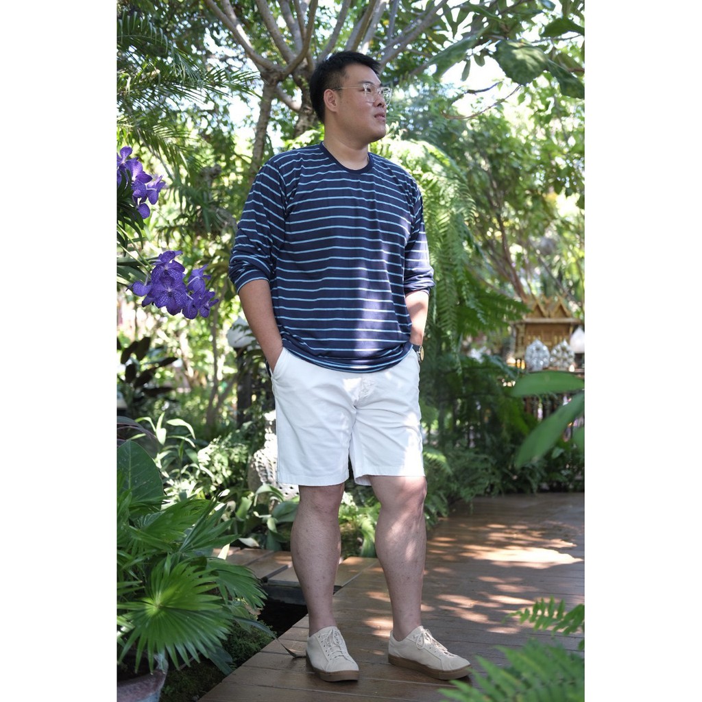 กางเกงขาสั้นผ้าChino ซิบผ้ายืด ไซต์ใหญ่ เอว 40-52" #CS/10 ขาว