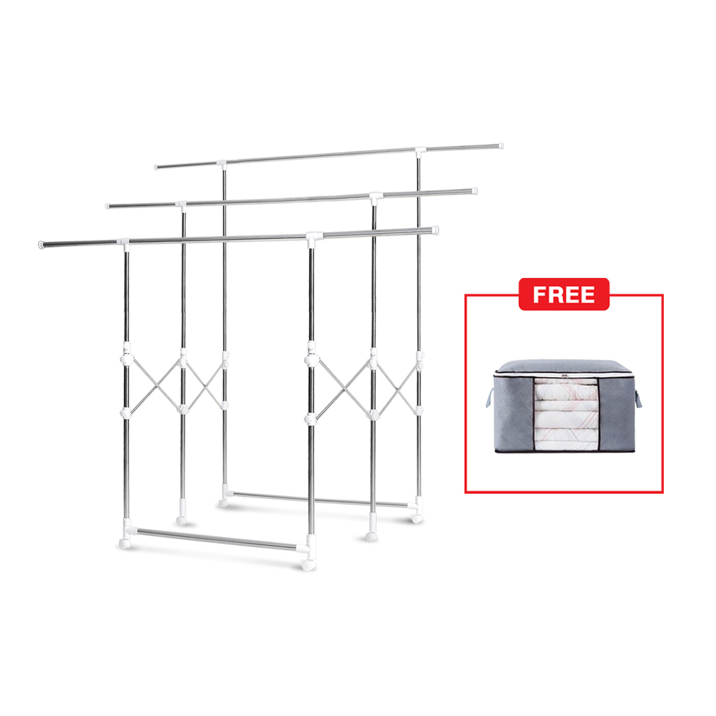 ราวตากผ้า รุ่น SUPER RACK + กระเป๋าเก็บผ้านวม มีซิป