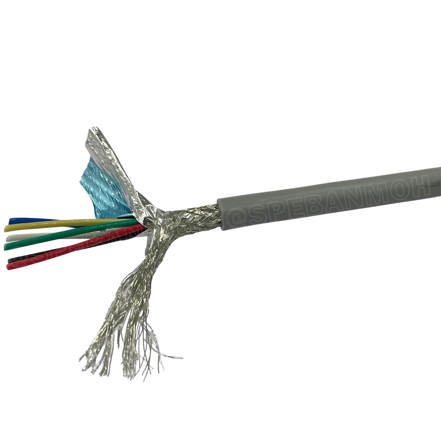 [ 1 เมตร ] TW-2464-BS-24AWG-06C สีเทา Grey สายมัลติคอร์ 6 คอร์ ขนาด 24AWG 6C x 24AWG UL2464 300V 80°C AWG24 เบอร์ 24 สายชีลรอบ Braid Shielded Multicore Cable 6C Computer Cable TCU Tinned Stranded Copper AWM 2464 24AWG VW-1 80°C 300V E150612 Thai Wonderful