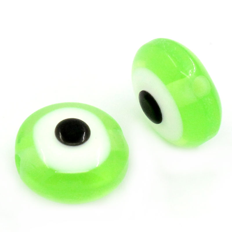 ลูกปัดเรซิ่นรูปตา Evil Eye 8mmx5mm 50 เม็ด สีเขียว