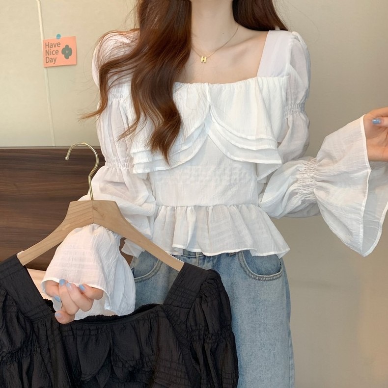 JENNY Linen blouse เบาส์แขนยาว แขนจั้มพ์