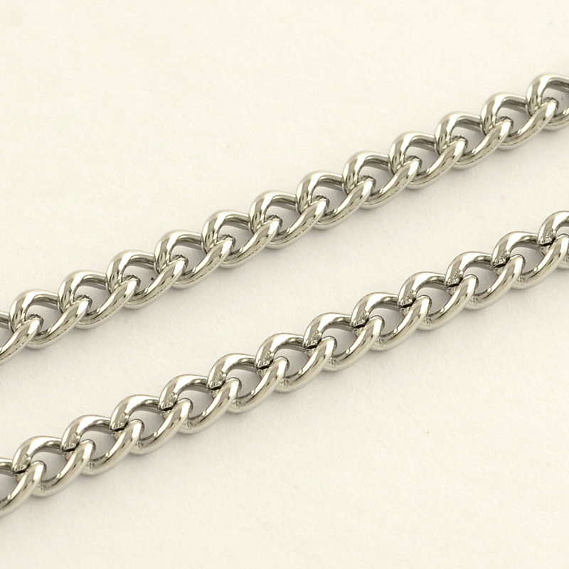 โซ่สแตนเลส 304 Curb Chain ขนาด 4.5x3.5x1 มม. ม้วนยาว 2 เมตร