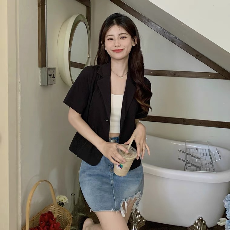 Summer mini blazer - เสื้อคลุมเบลเซอร์มินิ แขนสั้น