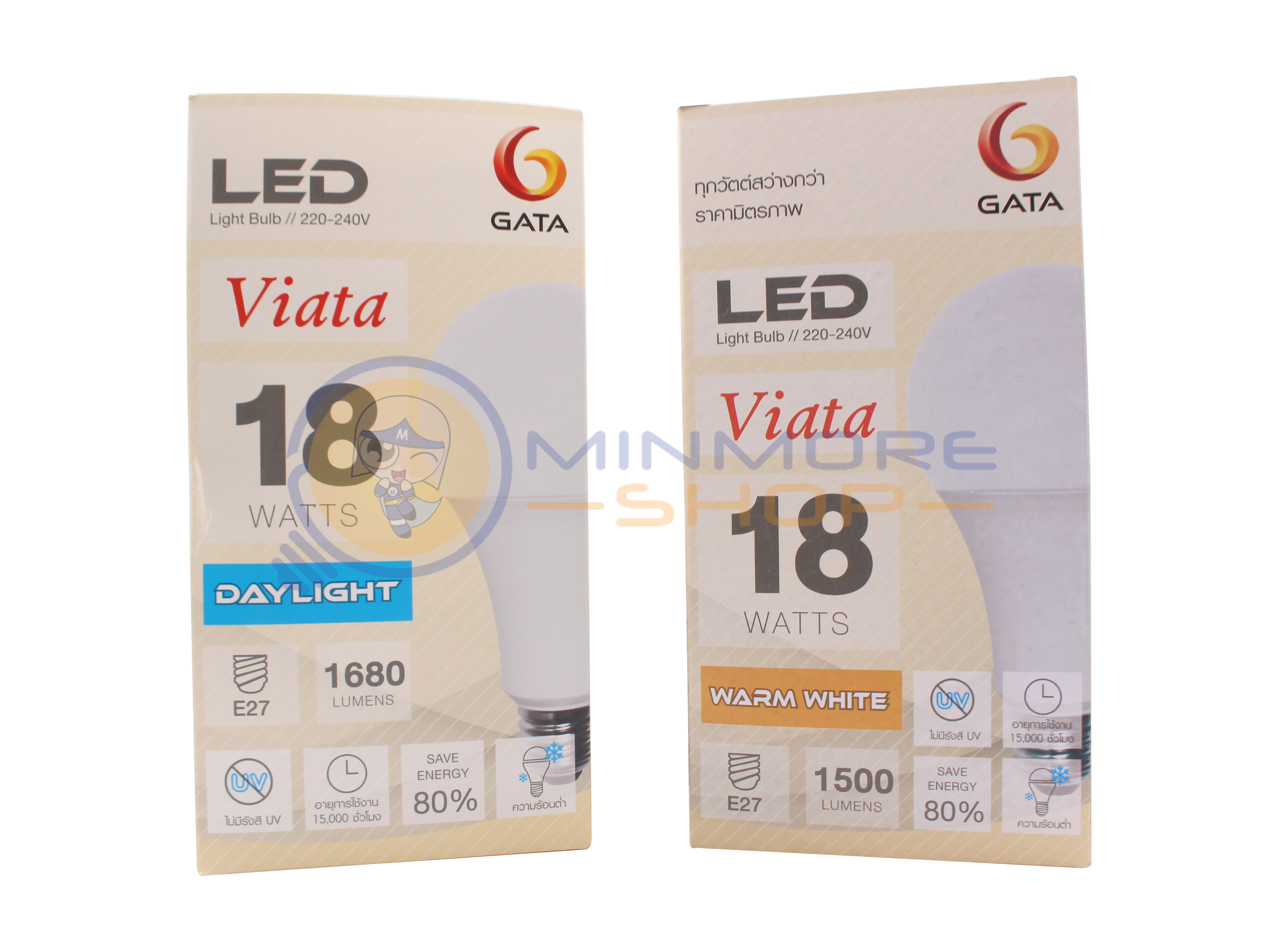 หลอดไฟ LED 18w DAYLIGHT/WARMWHITE ขั้ว E27 ยี่ห้อ GATA