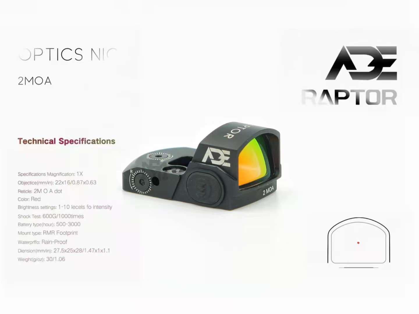 NEW ARRIVAL Advanced Optics Raptor Red Dot เรทดอท ทนแรงกระแทก กันฝน กันฝ้า บนเลนส์
