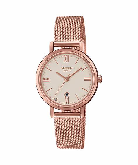 CASIO SHEEN รุ่น SHE-4540CGM-4AUDF สีพิ้งค์โกลด์ Pink gold สายสแตนเลส สินค้าใหม่ ของแท้ รับประกันศูนย์ CMG