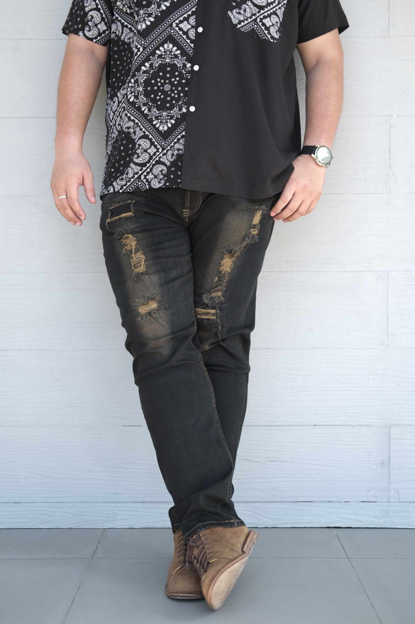 กางเกงยีนส์ ไซส์ใหญ่ ยีนส์เดฟ ผ้ายืด สียีนส์ดำสนิม กางเกงคนอ้วน ผู้ชายอ้วน 40-54" #232 #732