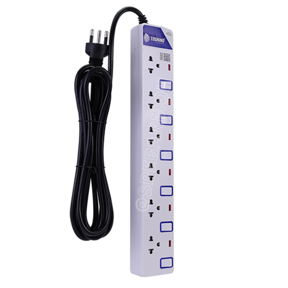 ET-916 ปลั๊กพ่วง TOSHINO ET Series มาตรฐาน มอก. รางปลั๊กไฟ 6 ช่อง 6 สวิตซ์ ยาว 3 เมตร TOSHINO ET916 6ช่อง 3เมตร TOSHINO ET 916 ระบบ ป้องกันกระแสไฟเกินอัตโนมัติ ระบบ ป้องกันไฟกระชาก ผลิตจาก วัสดุไม่ลามไฟ ไฟแสดงสถานะ การใช้งาน ม่านนิรภัย ป้องกันไฟดูด