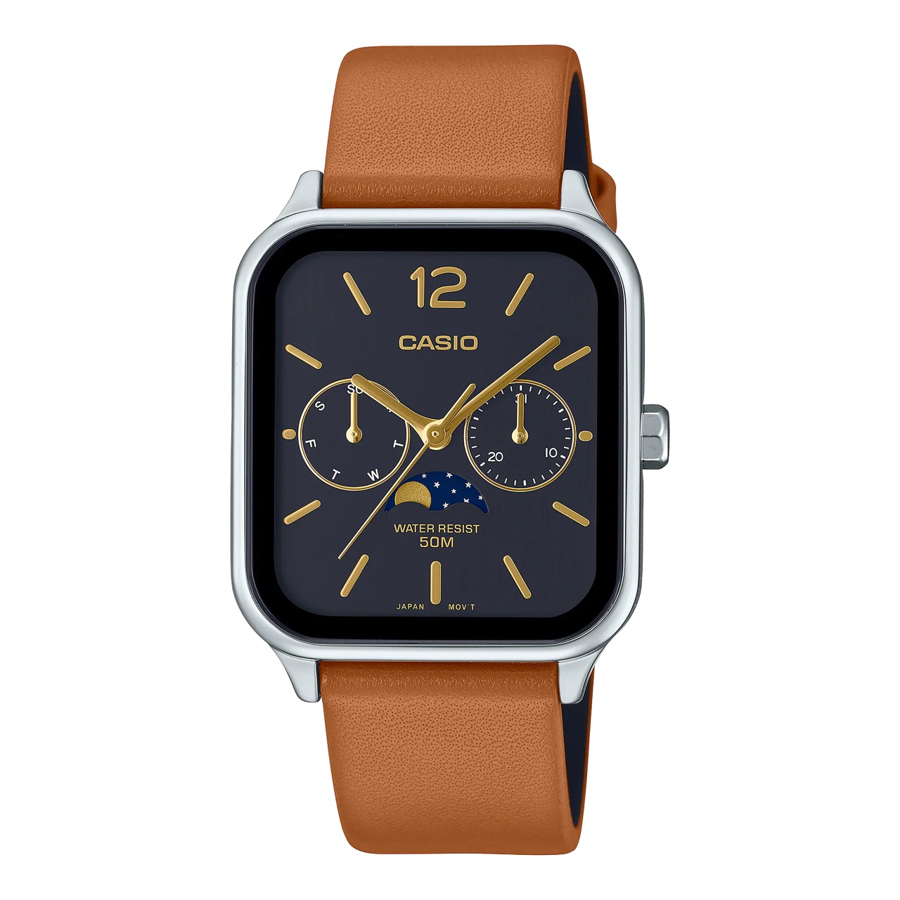 CASIO รุ่น MTP-M305L-1AVDF สายหนัง สีน้ำตาล จอดำ สินค้าใหม่ ของเเท้ รับประกันศูนย์ CMG 1 ปี