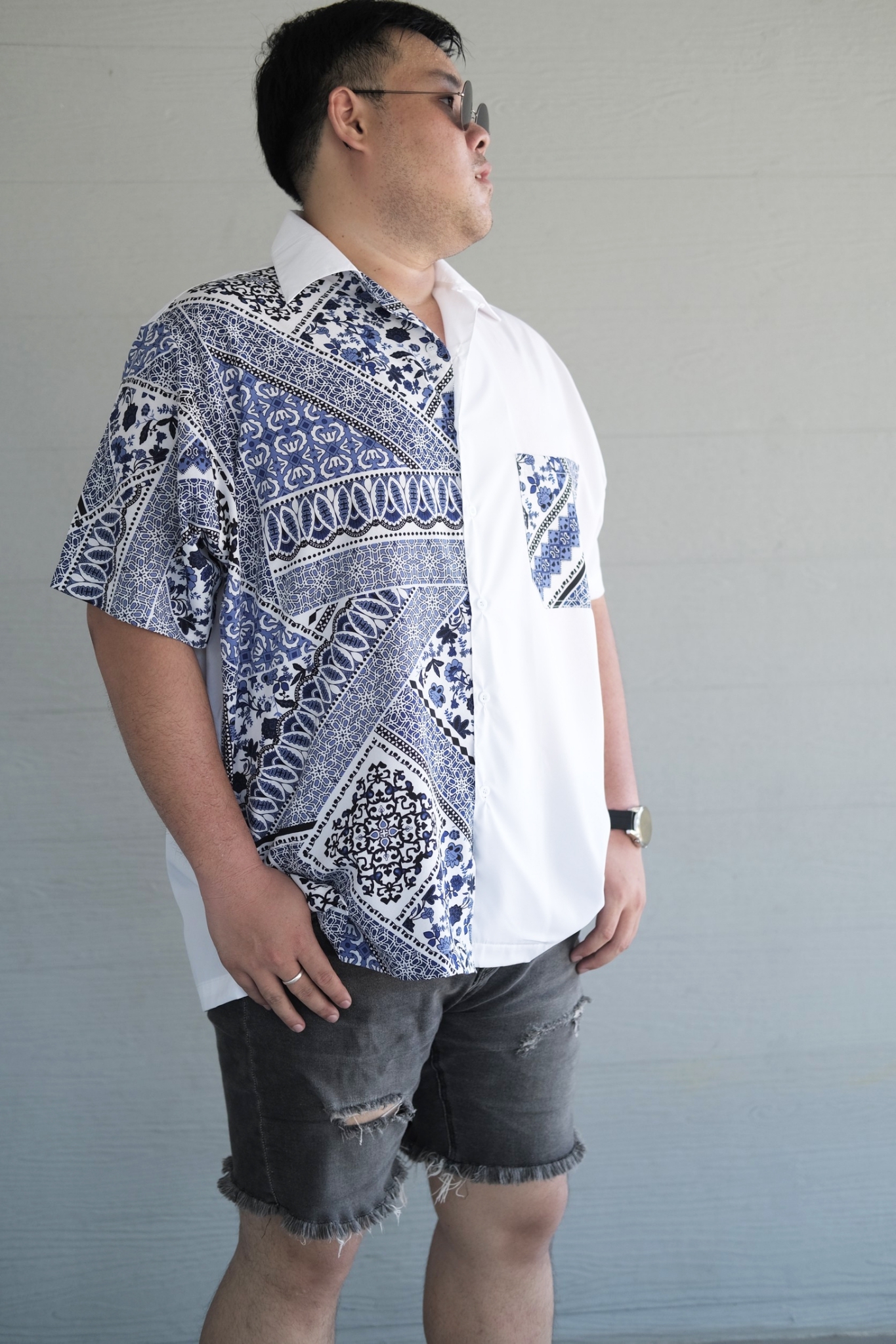 เสื้อเชิ้ตโอเวอร์ไซส์ แขนสั้น ผู้ชายอ้วน ไซส์ใหญ่ 2XL , 3XL , 4XL , 5XL