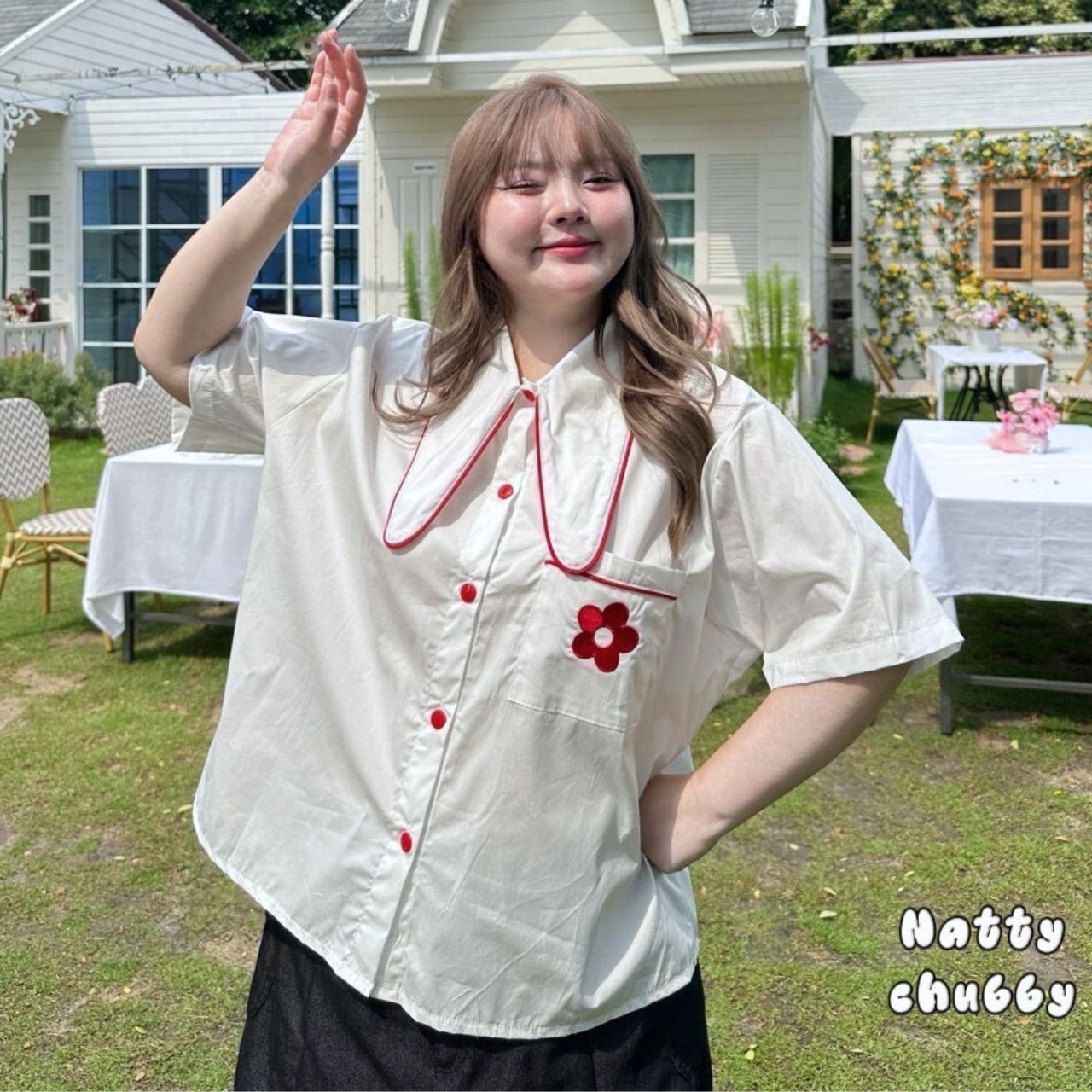 J098 เสื้อเชิ้ต สาวอวบ ปกทรงหูกระต่าย ผ้าคอตตอนเนื้อดี อกได้ถึง 48 นิ้ว (หน้าผ้า50นิ้ว) ดำ ฟ้า เหลือง ขาว อก ได้ถึง48 นยิ้ว หน้าผ้า50นิ้ว