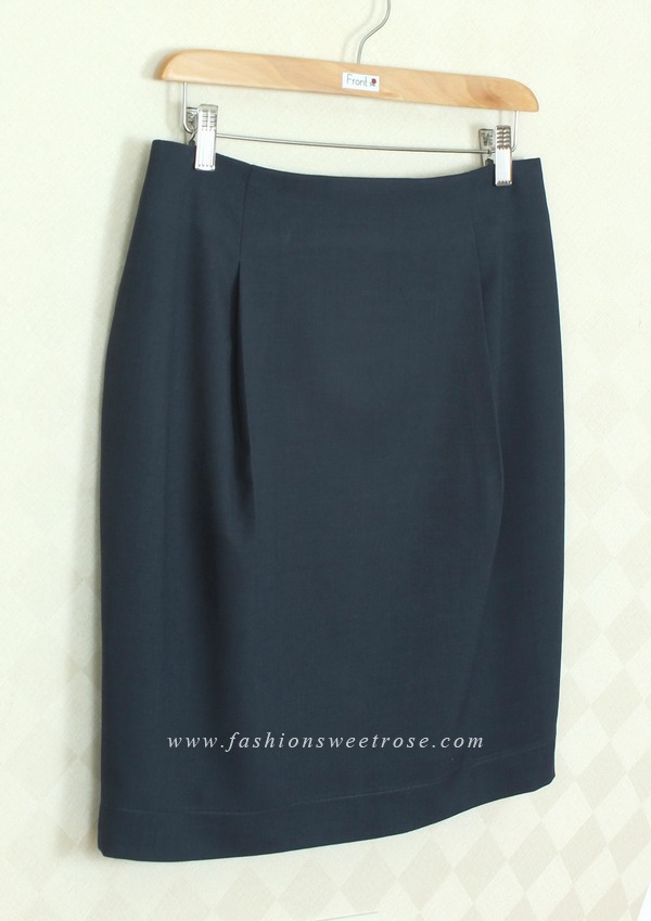 SK-378 กระโปรงแฟชั่น&ทำงาน ทรงสอบ ผ้า Rose Skin สีน้ำเงิน