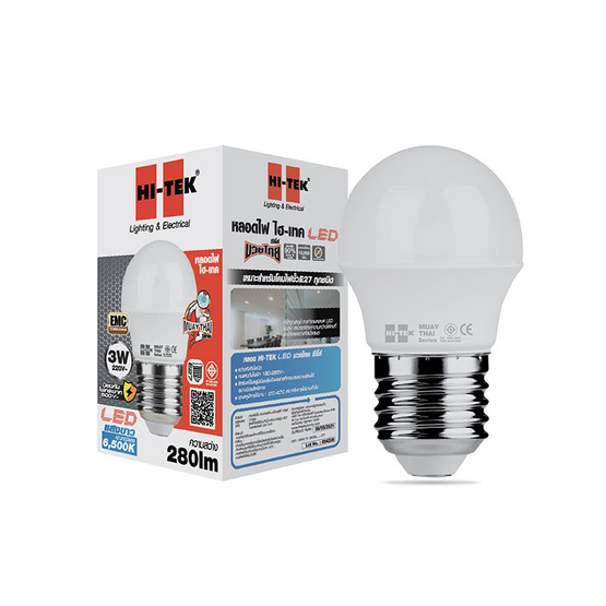 HI-TEK หลอด LED มวยไทย SERIES E27 3W แสงขาว