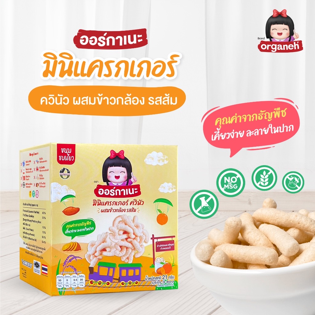 Organeh มินิเเครกเกอร์ ควินัว ผสมข้าวกล้อง รสส้ม