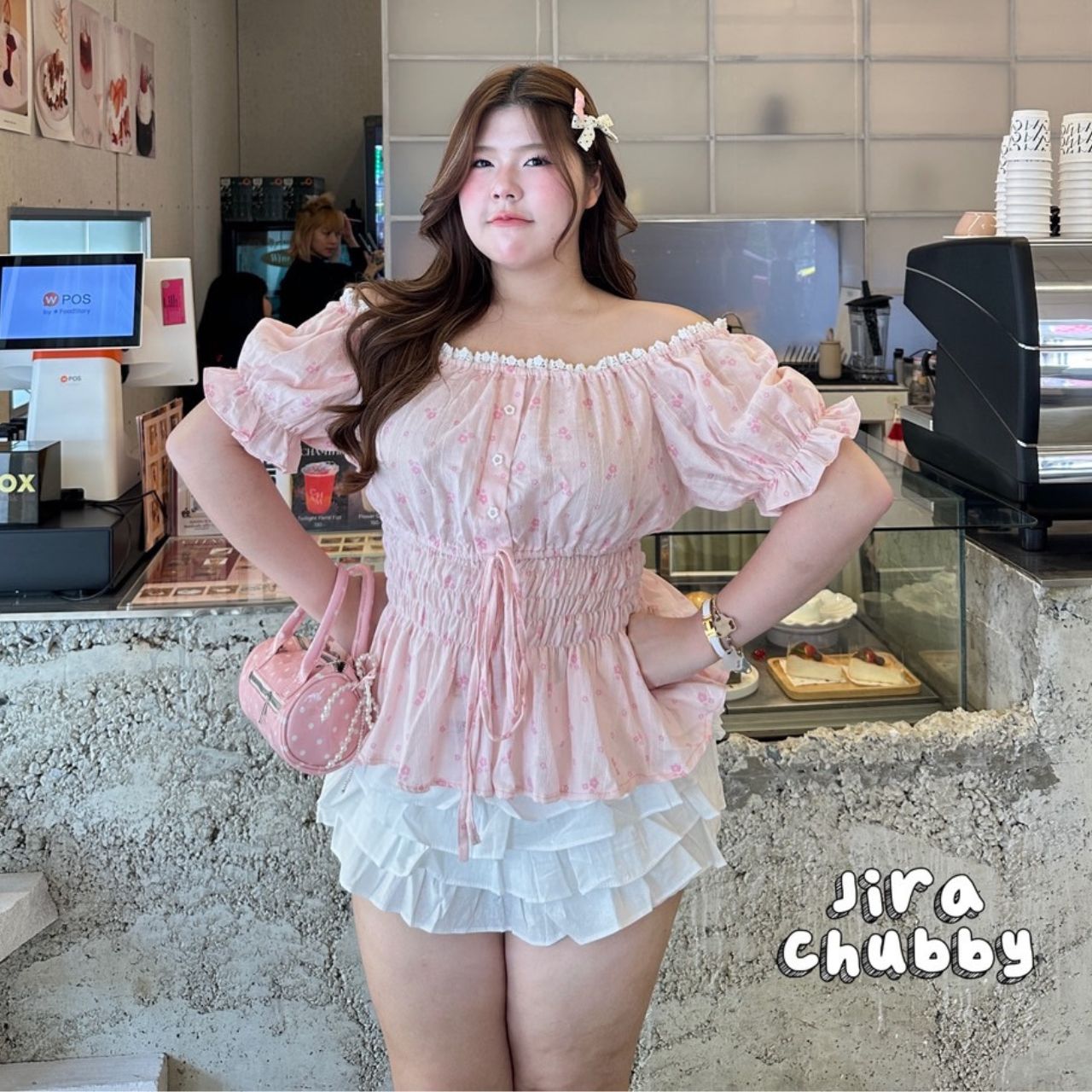 J170 เสื้อสาวอวบ แขนตุ๊กตา ขาว ชมพู เหลือง อกได้ถึง40-50 นิ้ว หน้าผ้า52นิ้ว