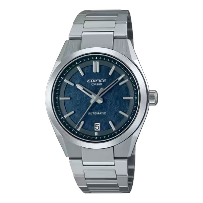 CASIO EDIFICE รุ่น EFK-100D-2A สายสีเงิน หน้าปัดสีน้ำเงิน สินค้าของเเท้ รับประกันศูนย์ CMG