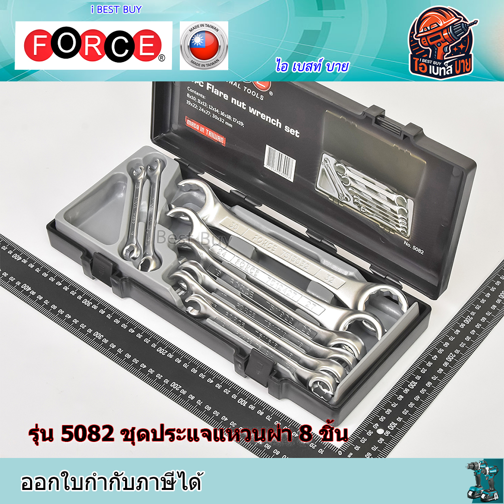 FORCE รุ่น 5082 ชุดประแจแหวนผ่า 8 ชิ้น ประเทศผู้ผลิต Taiwan