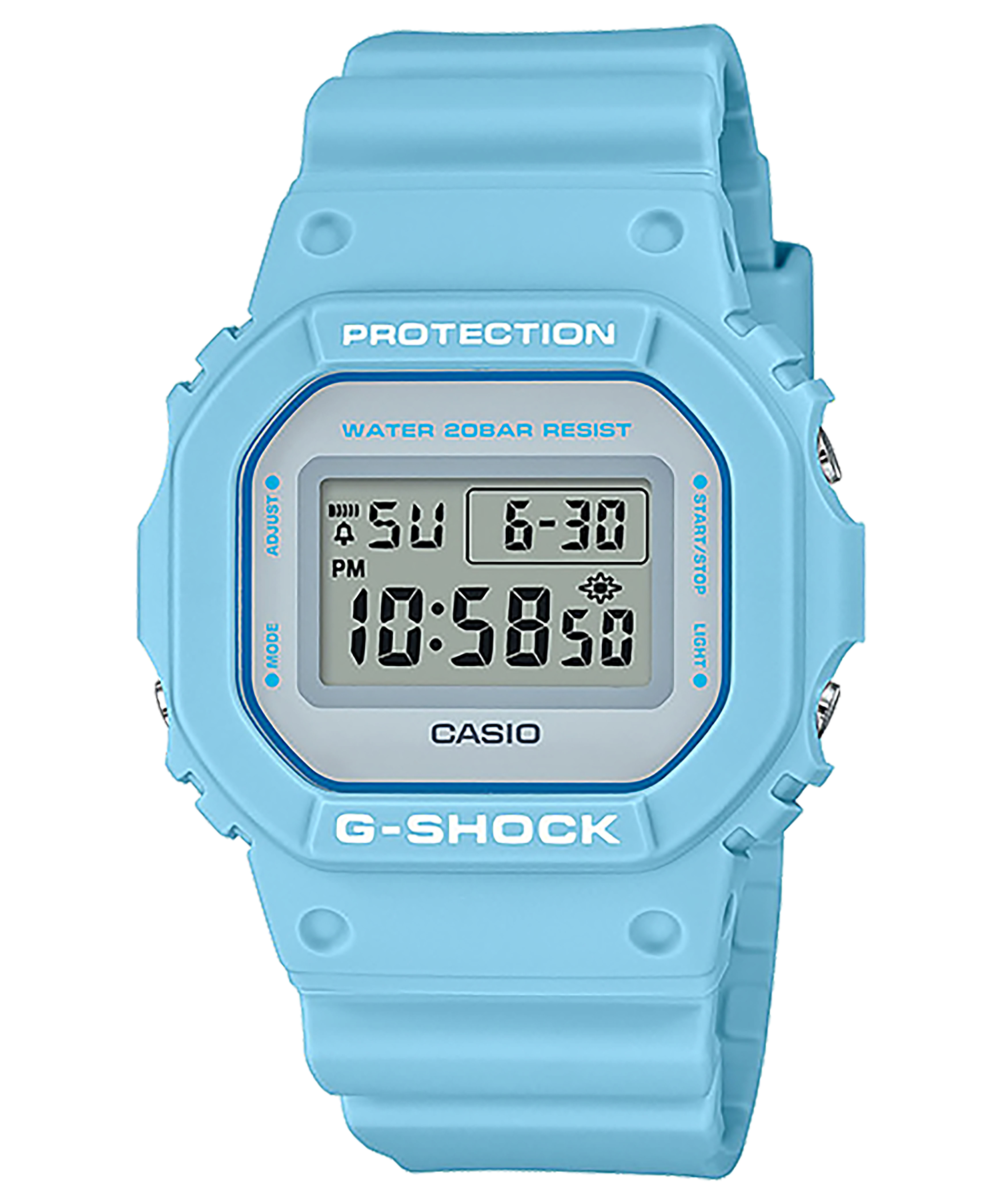 CASIO G-SHOCK รุ่น DW-5600SC-2DR สีฟ้า พาสเทล สายเรซิ่น สินค้าของเเท้ ประกันศูนย์ CMG สำเนา
